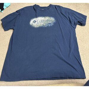 Vintage 90s Columbia Mens Large Faded Spell Out Mountains Short Sleeve T-Shirt